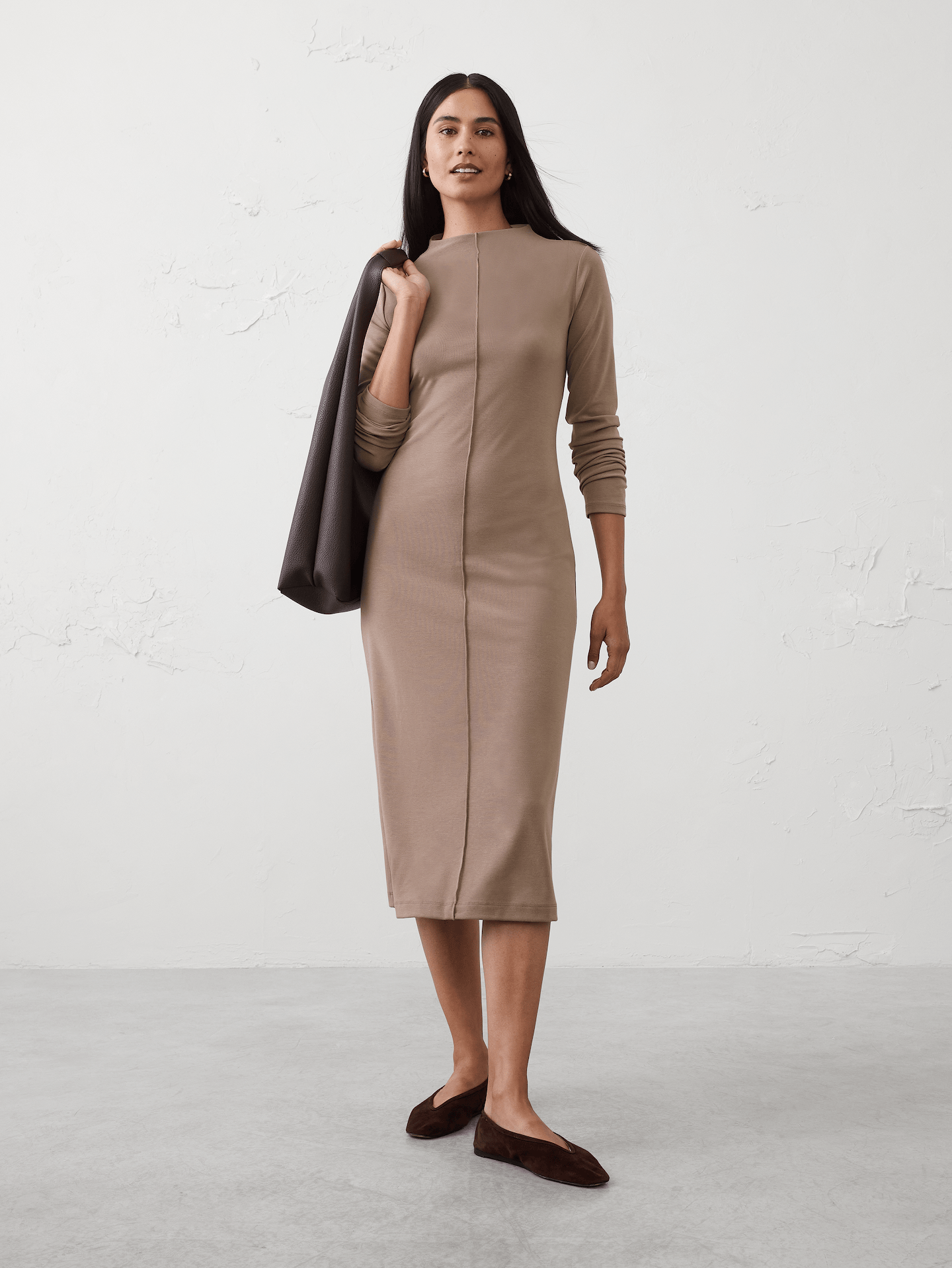 Image number 1 showing, Cozy Ribbed Knit Midi Dress