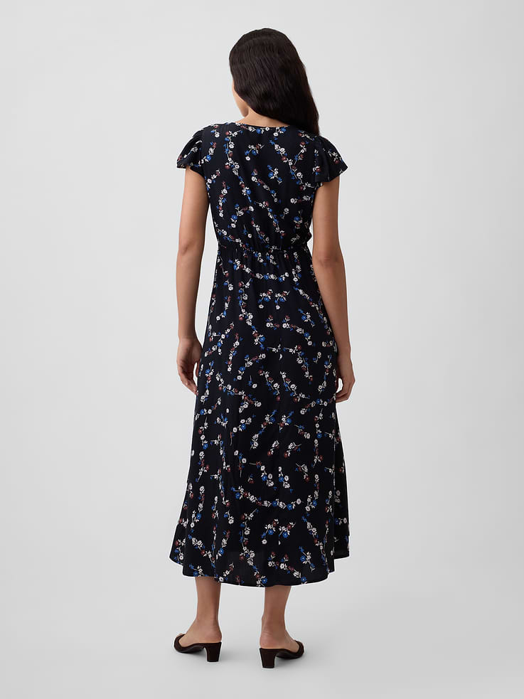 Image number 2 showing, Flutter Sleeve V-Neck Midi Dress