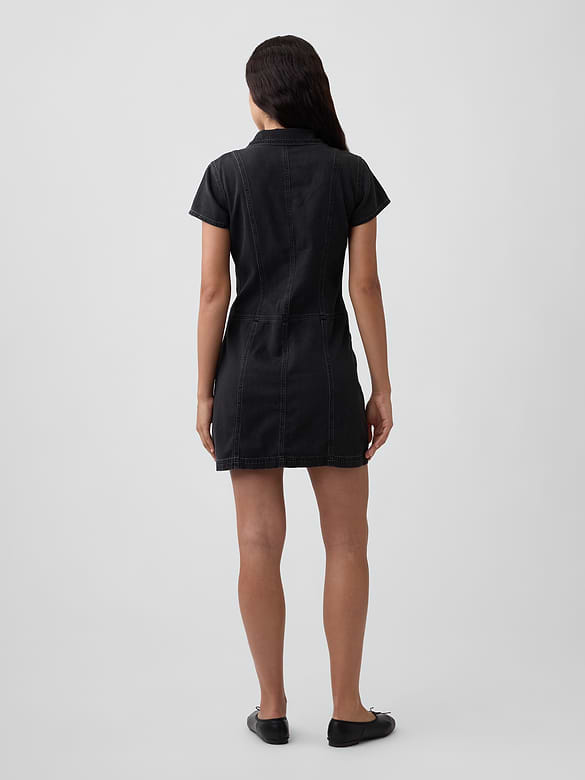 Denim Button-Front Mini Dress