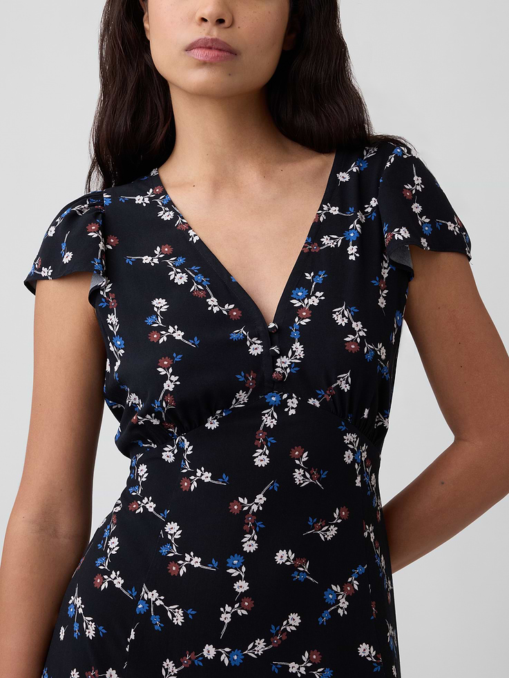 Image number 3 showing, Flutter Sleeve V-Neck Midi Dress