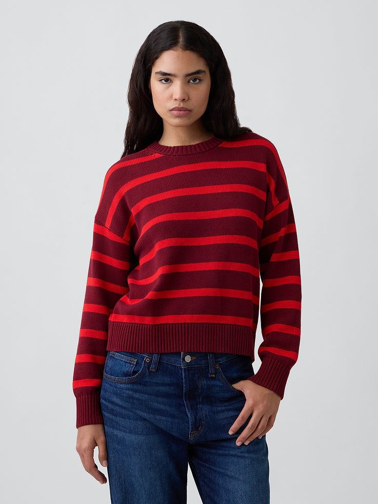 Image number 1 showing, Relaxed Stripe Crewneck Sweater
