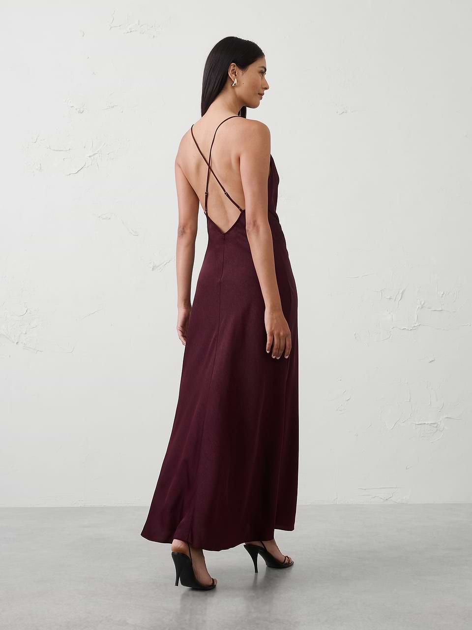 Satin Cowl-Neck Maxi Dress