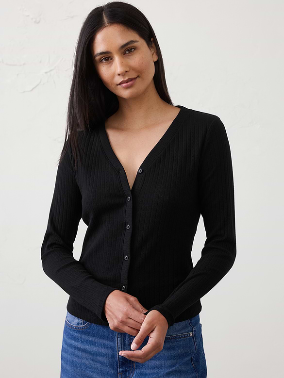 Pointelle Ribbed Cardigan