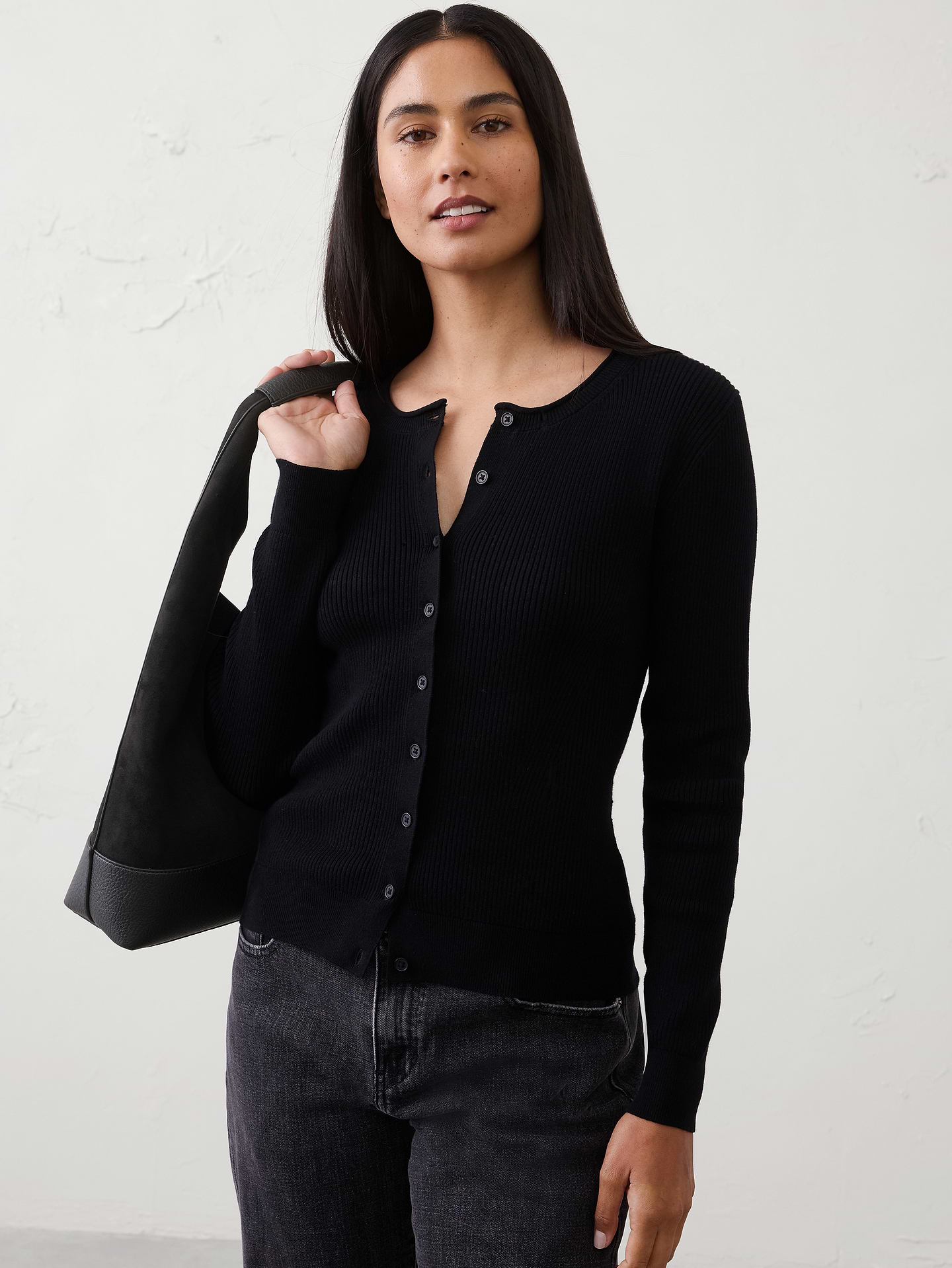 Image number 1 showing, Cotton Ribbed Cardigan Sweater