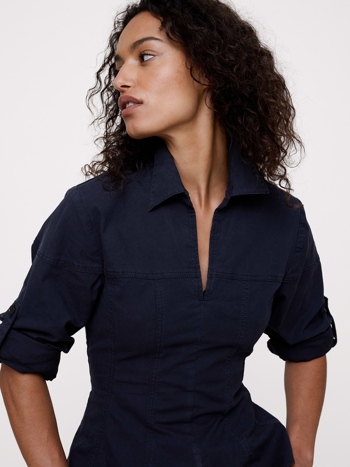 Image number 5 showing, Stretch-Cotton Pleated-Waist Top