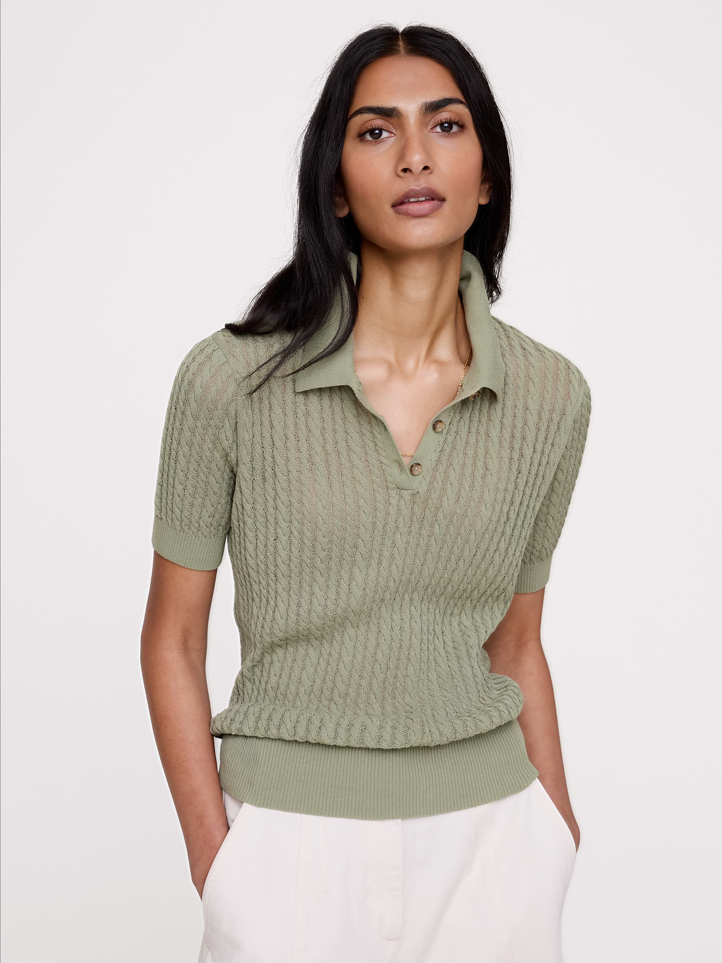 L'image numéro 1 présente Polo en tricot froissé
