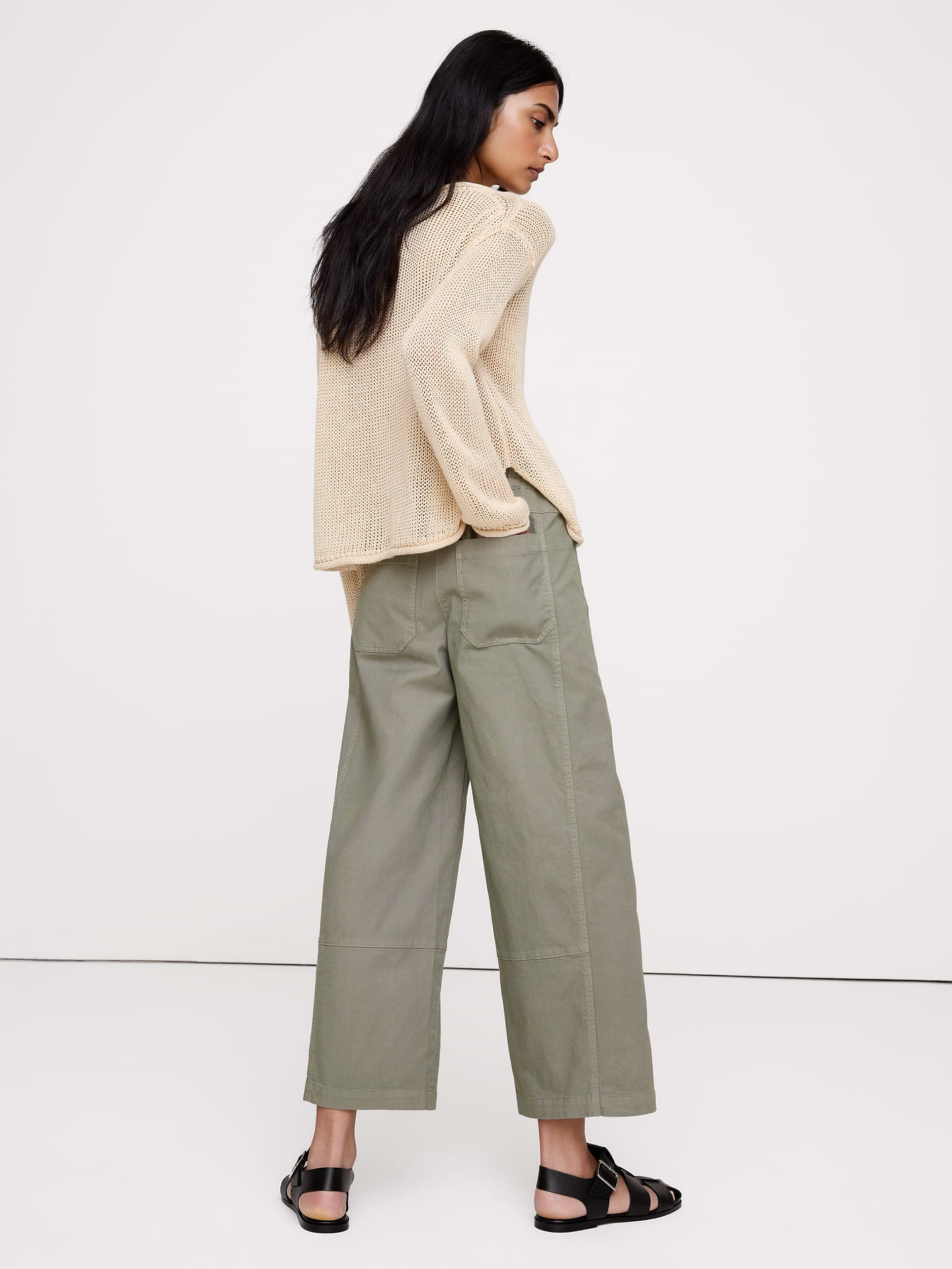 L'image numéro 8 présente Pantalon de peintre décontracté à taille mi-basse extensible