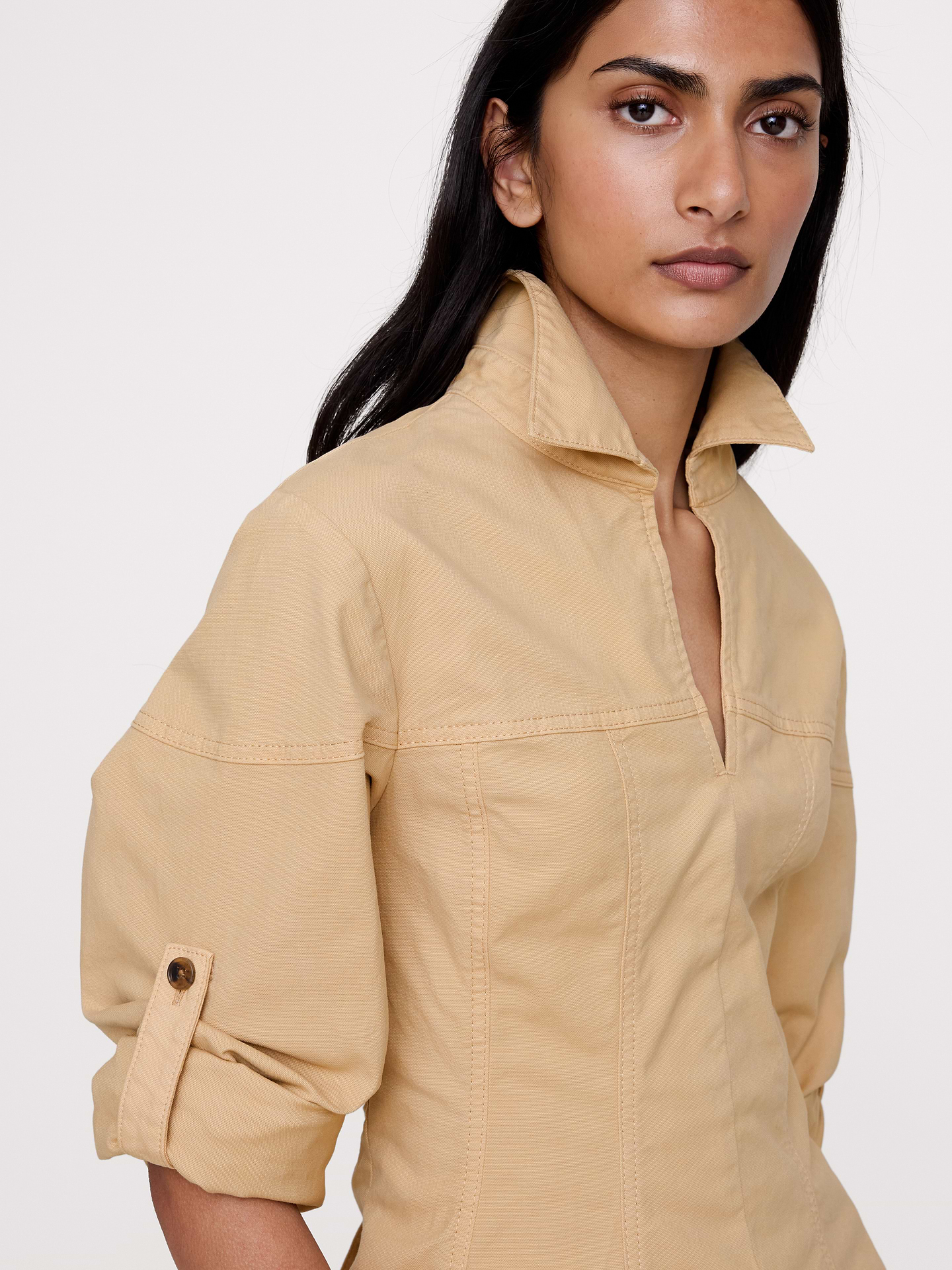 Image number 8 showing, Stretch-Cotton Pleated-Waist Top