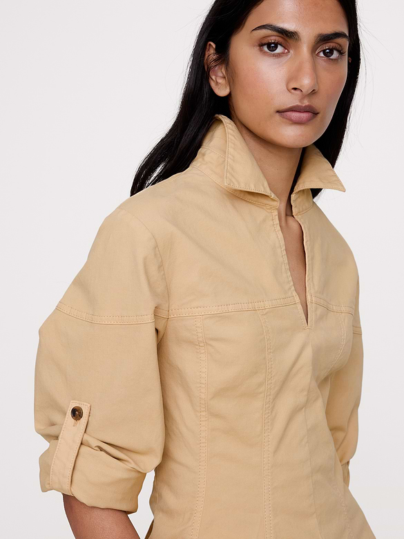 Haut à taille plissée en coton extensible