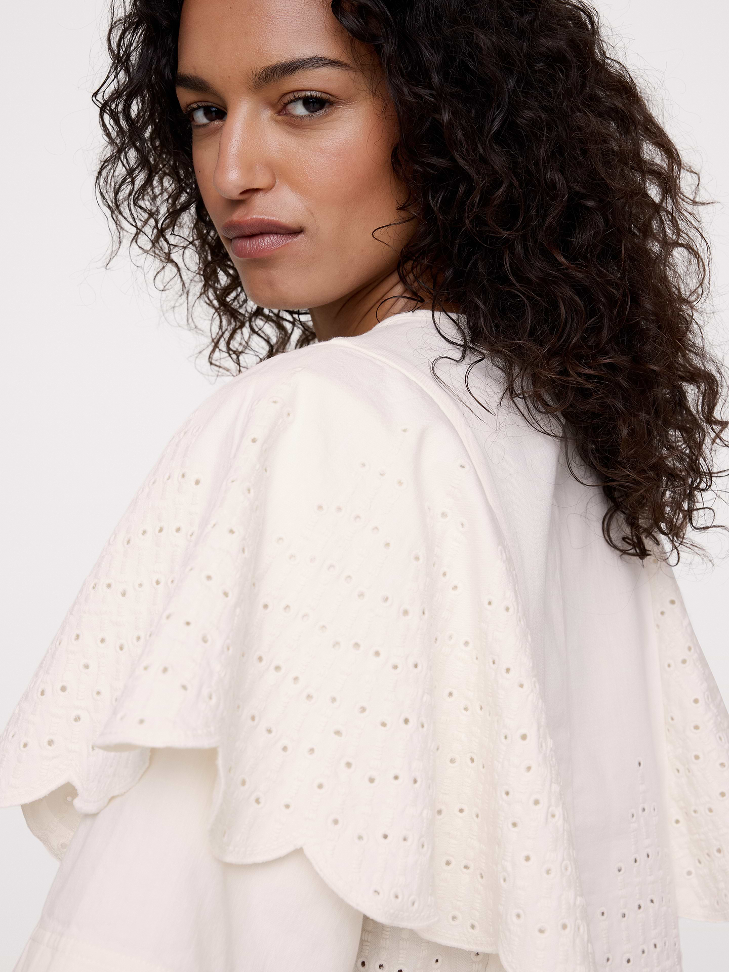 Image number 5 showing, Eyelet Chambray Ruffle-Sleeve Top