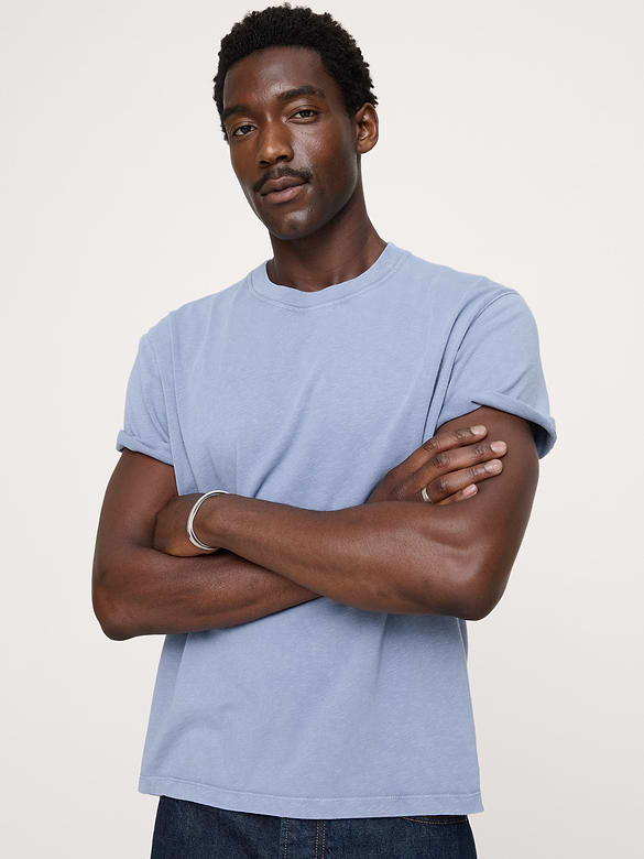 T-shirt ras du cou en coton d’épaisseur moyenne flammé