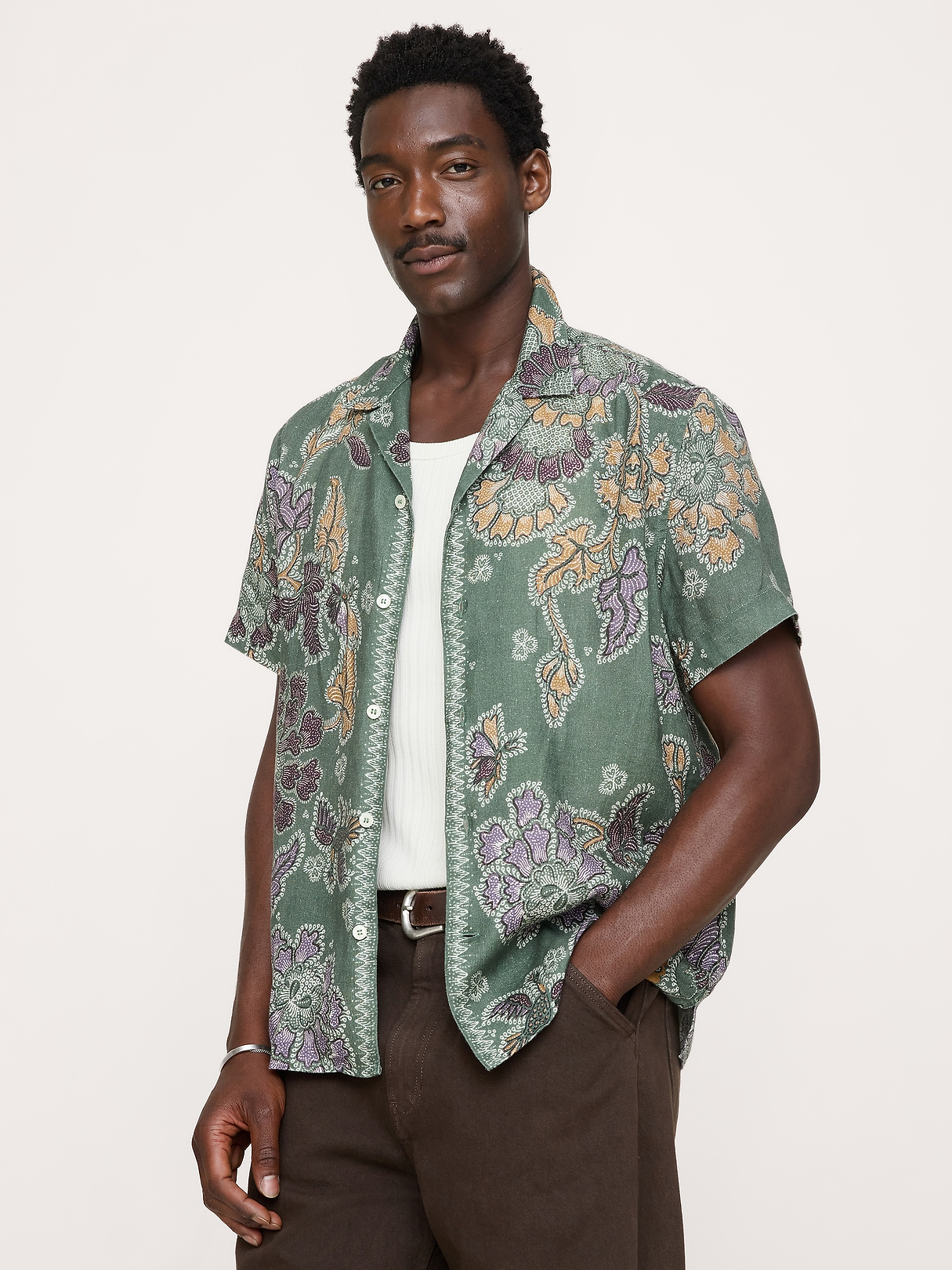 BANANA REPUBLIC linen shirt リネン Size XL Standard-Fit Linen Resort Shirt | Banana Republic