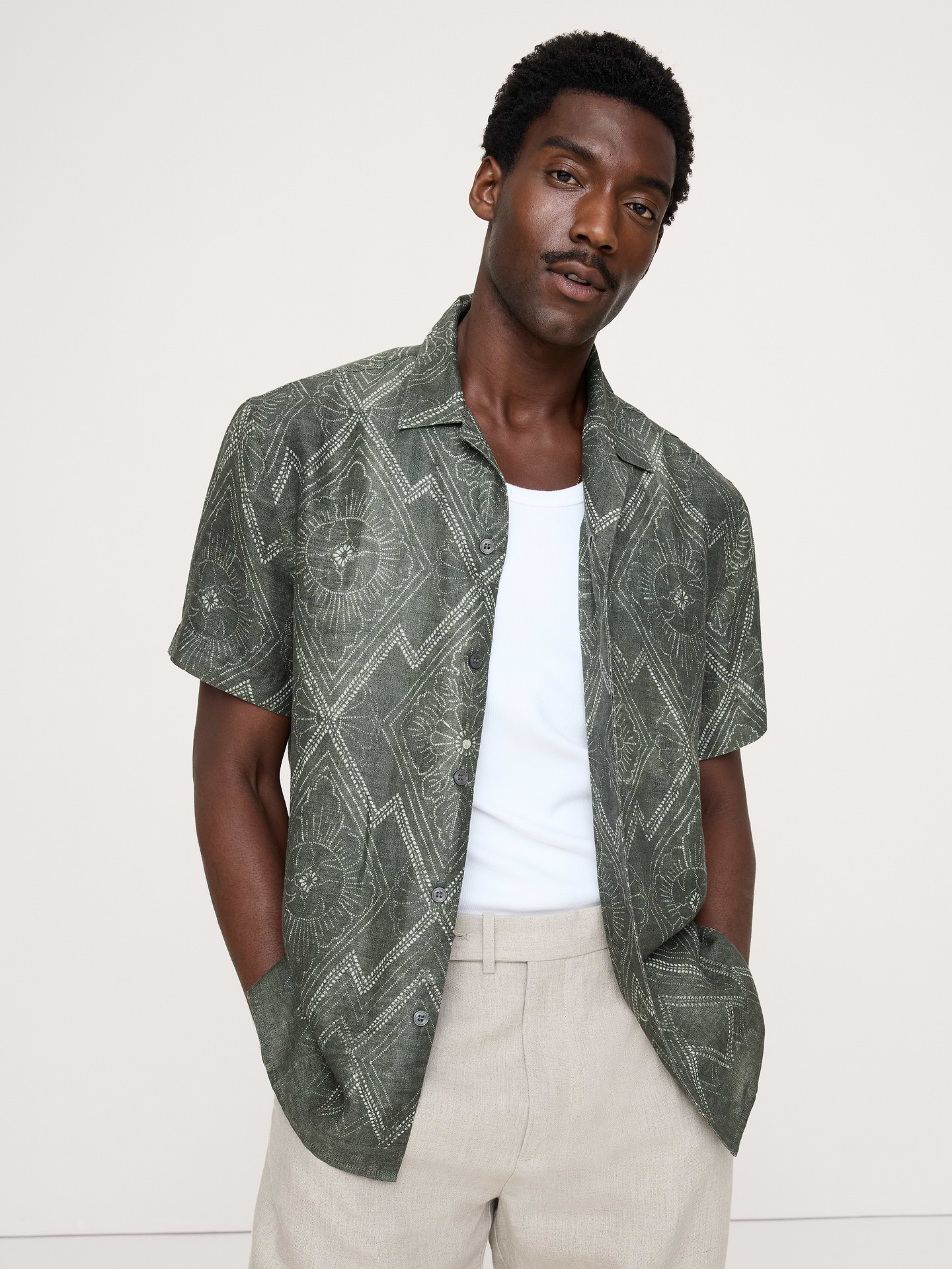 Image number 1 showing, Standard-Fit Linen Resort Shirt