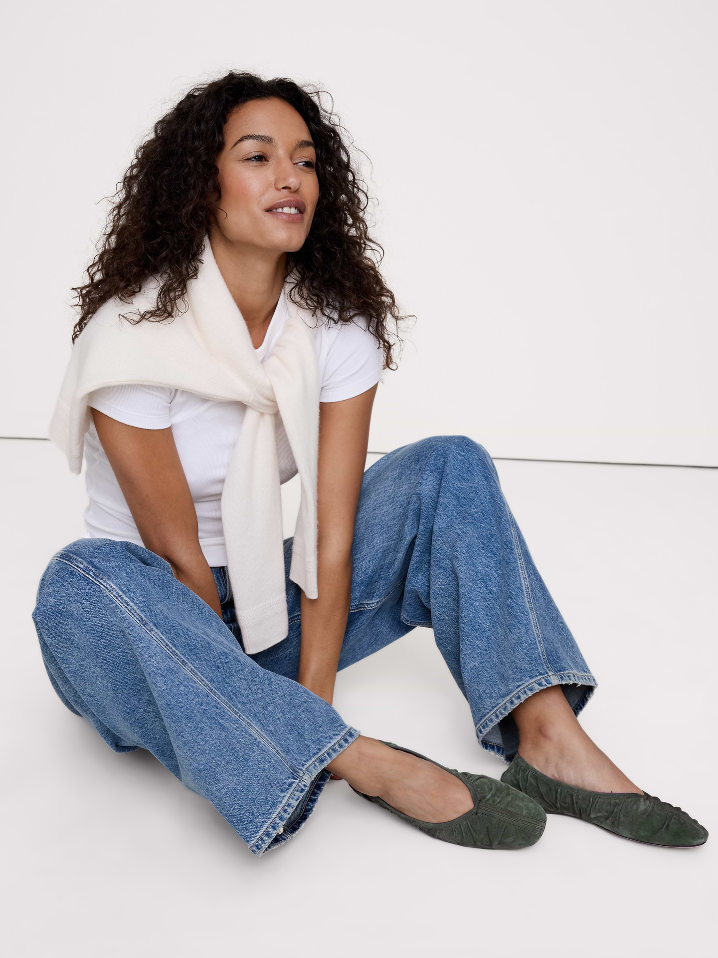 Image number 2 showing, Ruched Suede Ballet Flat