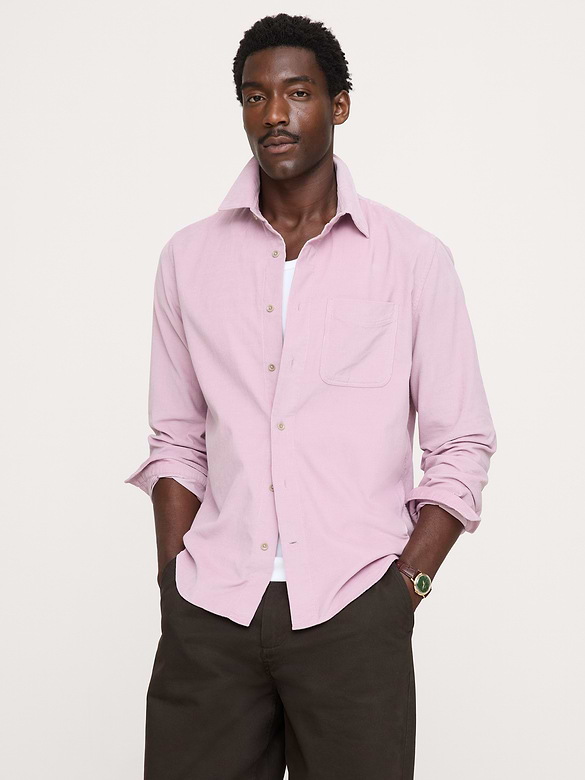 Chemise standard en velours côtelé léger