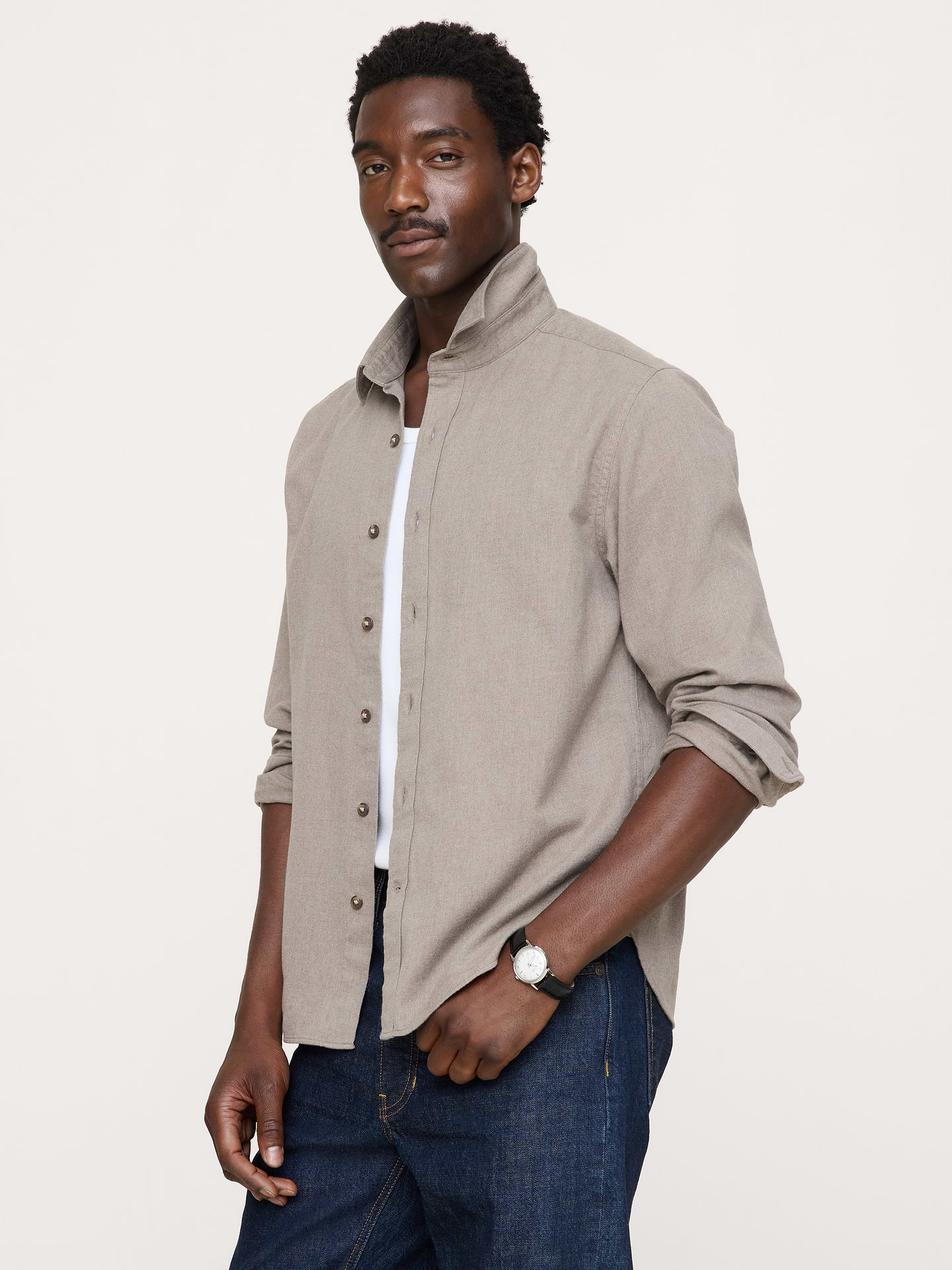 Image number 1 showing, Standard-Fit Lightweight Flannel Shirt