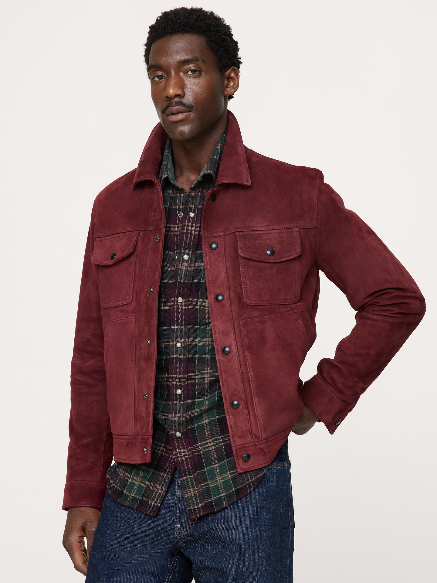 Image number 1 showing, Suede Trucker Jacket