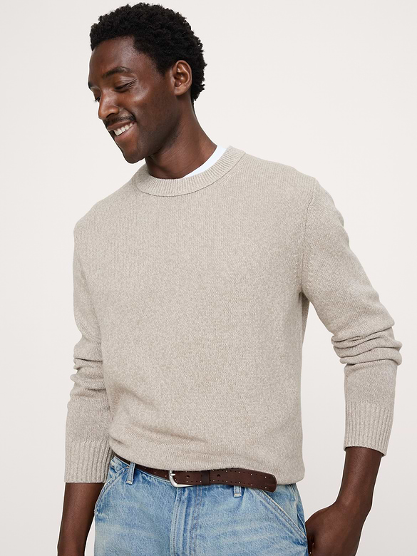 Marled Cotton-Cashmere Crew-Neck Sweater