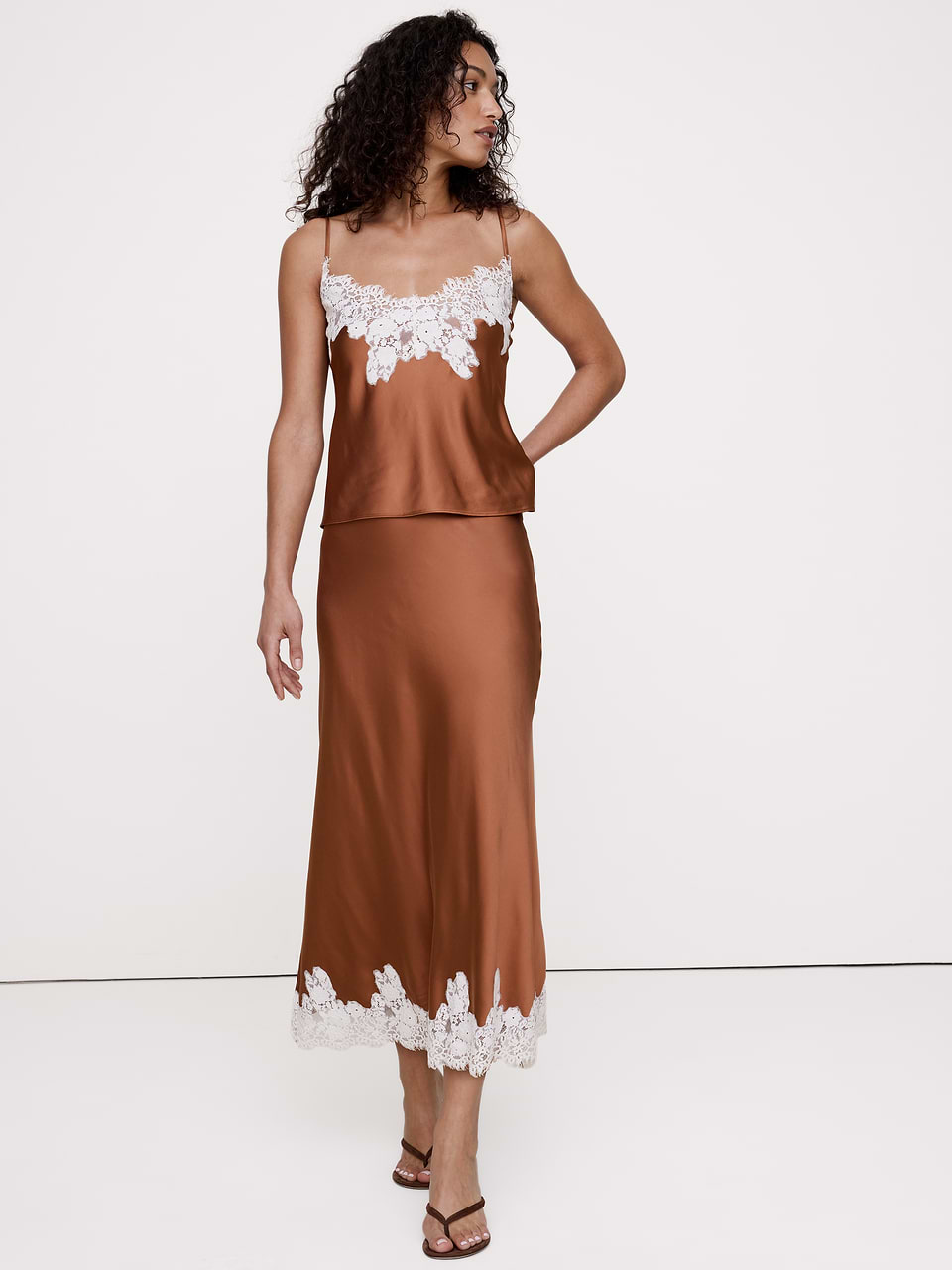 Banana Republic Satin midi skirt