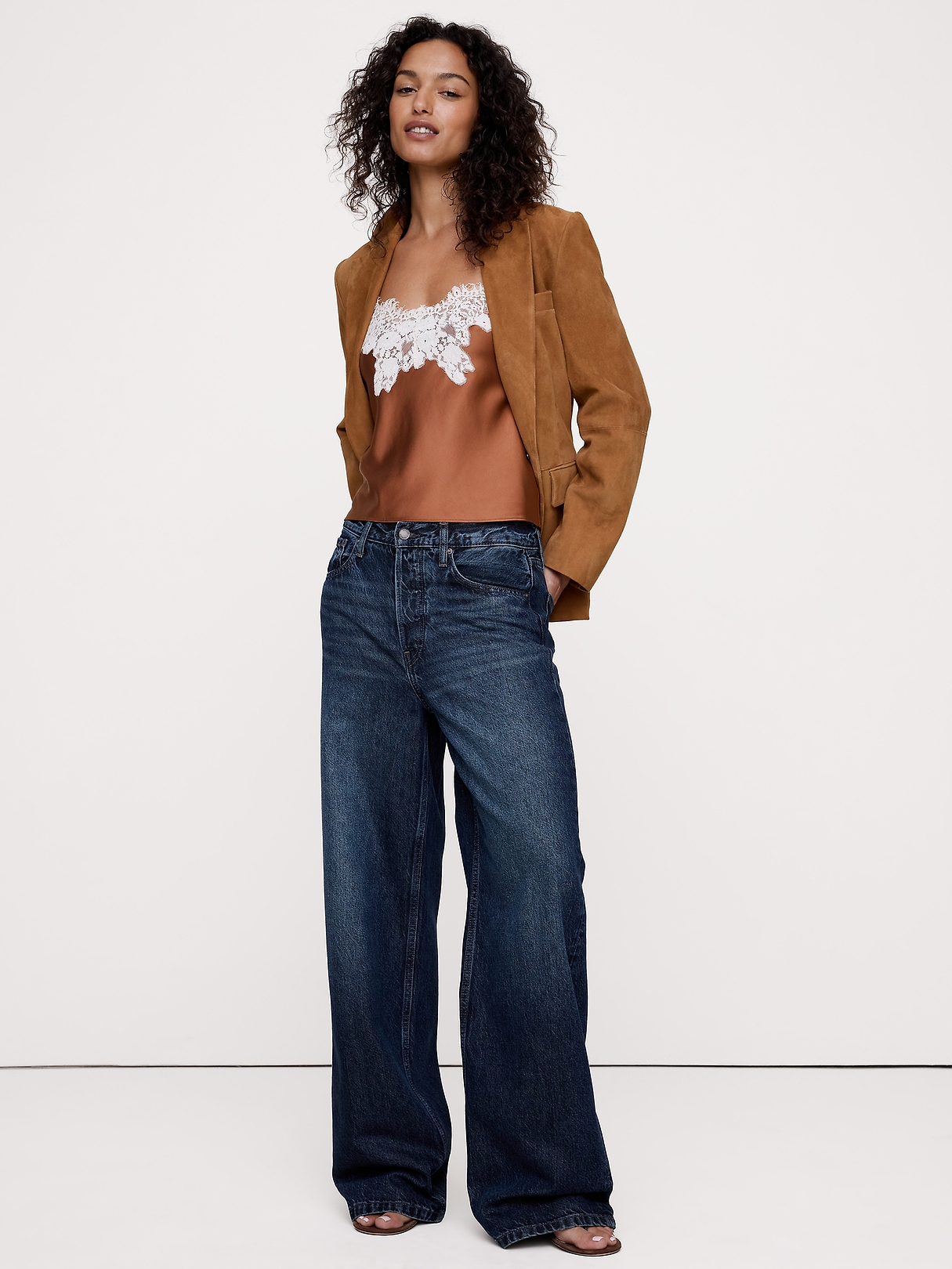 Stretch-Satin Lace-Trim Camisole | Banana Republic