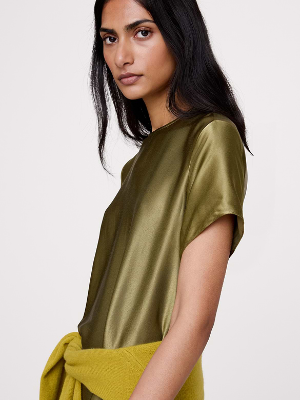 Robe trapèze en satin italien