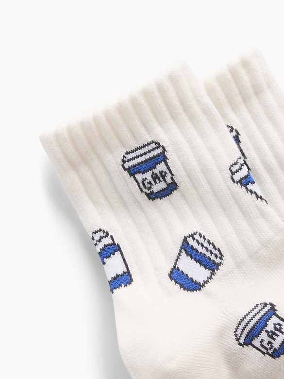 NYC Icon Print Half Crew Socks