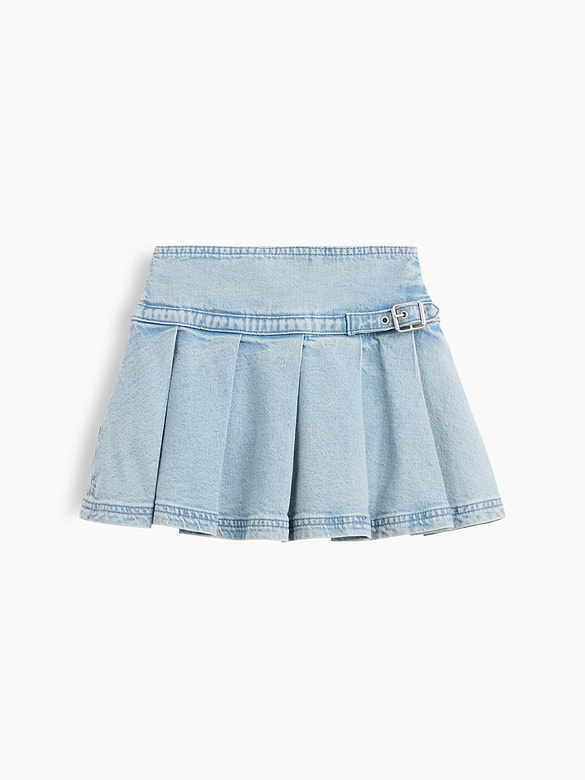 Kids Denim Pleated Mini Skirt