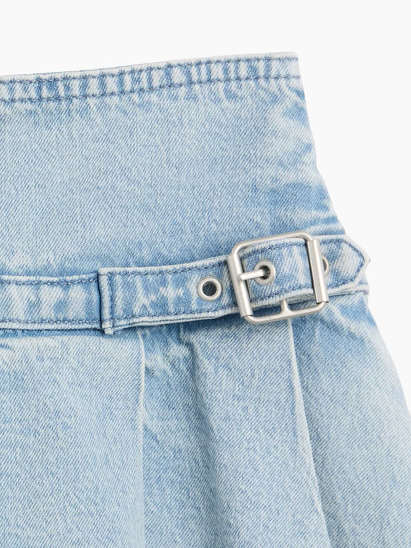 Kids Denim Pleated Mini Skirt