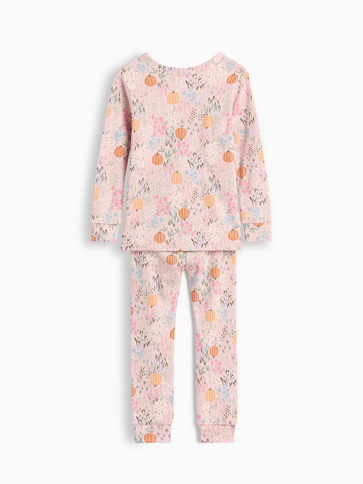 Image number 2 showing, Baby & Toddler Organic Brushed Cotton Floral Pumpkin PJ Set