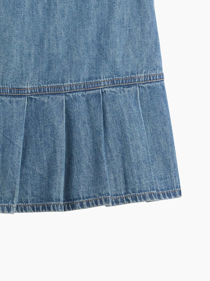 Image number 4 showing, Kids Pull-On Pleated Denim Skirt