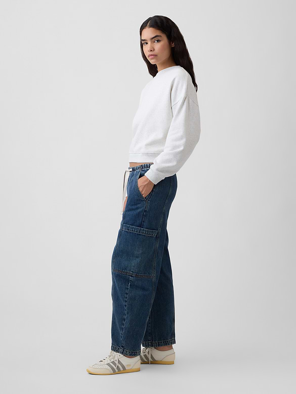 Mid Rise SuperSoft Pull-On Barrel Jeans