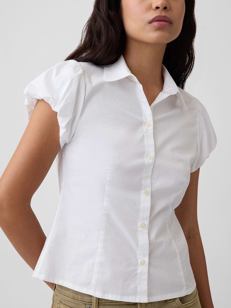 Image number 4 showing, Poplin Puff Sleeve Shirt