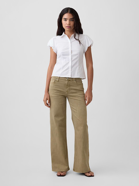 Poplin Puff Sleeve Shirt