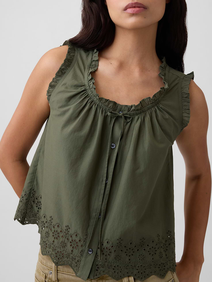 Image number 4 showing, Relaxed Sleeveless Button-Up Top