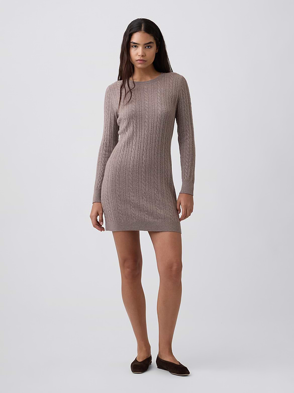 CashSoft Cable-Knit Mini Dress