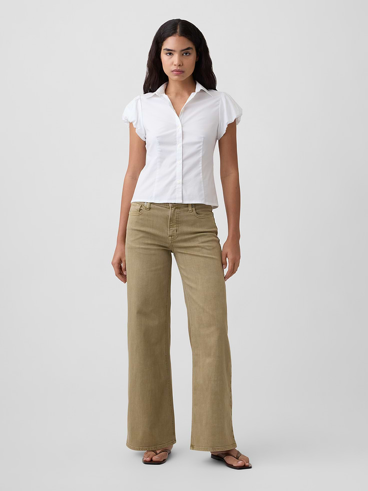 Image number 1 showing, Mid Rise Wide-Leg Jeans