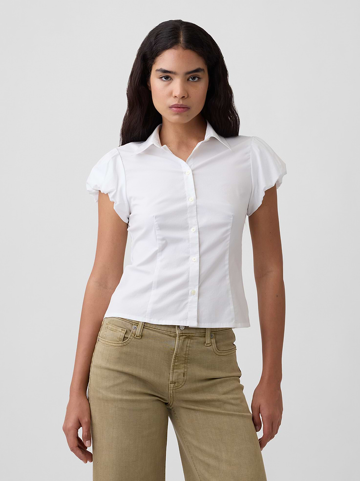 Image number 1 showing, Poplin Puff Sleeve Shirt
