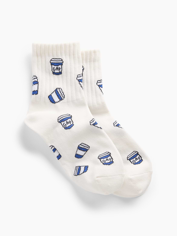 NYC Icon Print Half Crew Socks