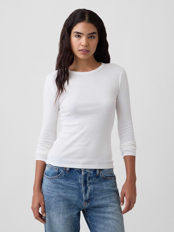 Image number 1 showing, Modern Ribbed Crewneck T-Shirt