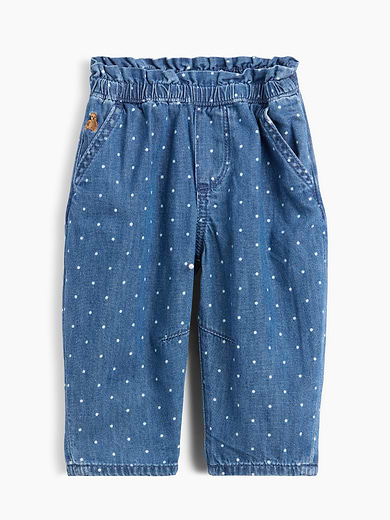 Image number 1 showing, Baby Polka Dot Pull-On Ruffle Barrel Jeans