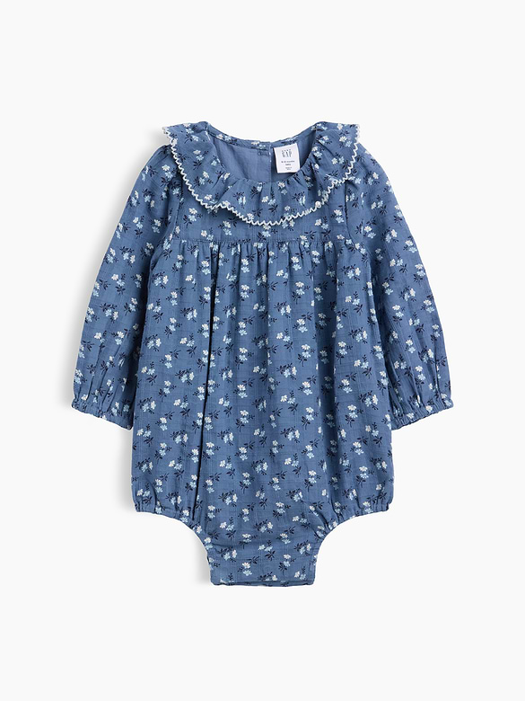 Baby Ruffle Collar Floral Bubble Bodysuit