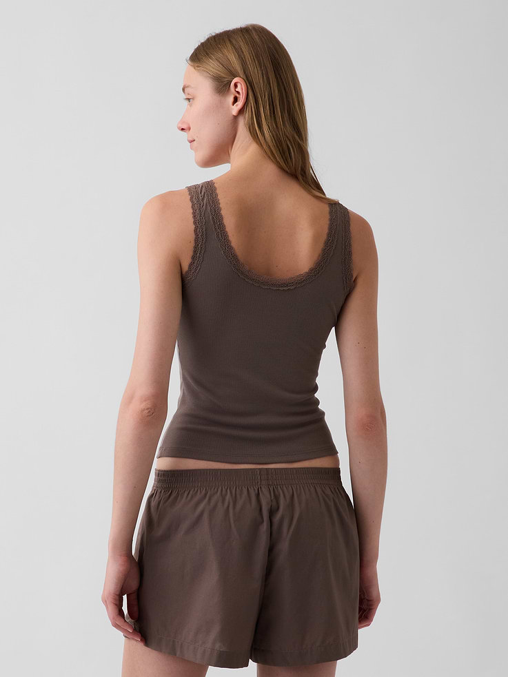 Image number 3 showing, Mini Rib Lace-Trim PJ Tank Top