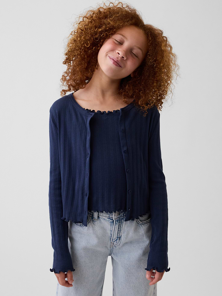 Image number 1 showing, Kids Pointelle Rib Cardigan