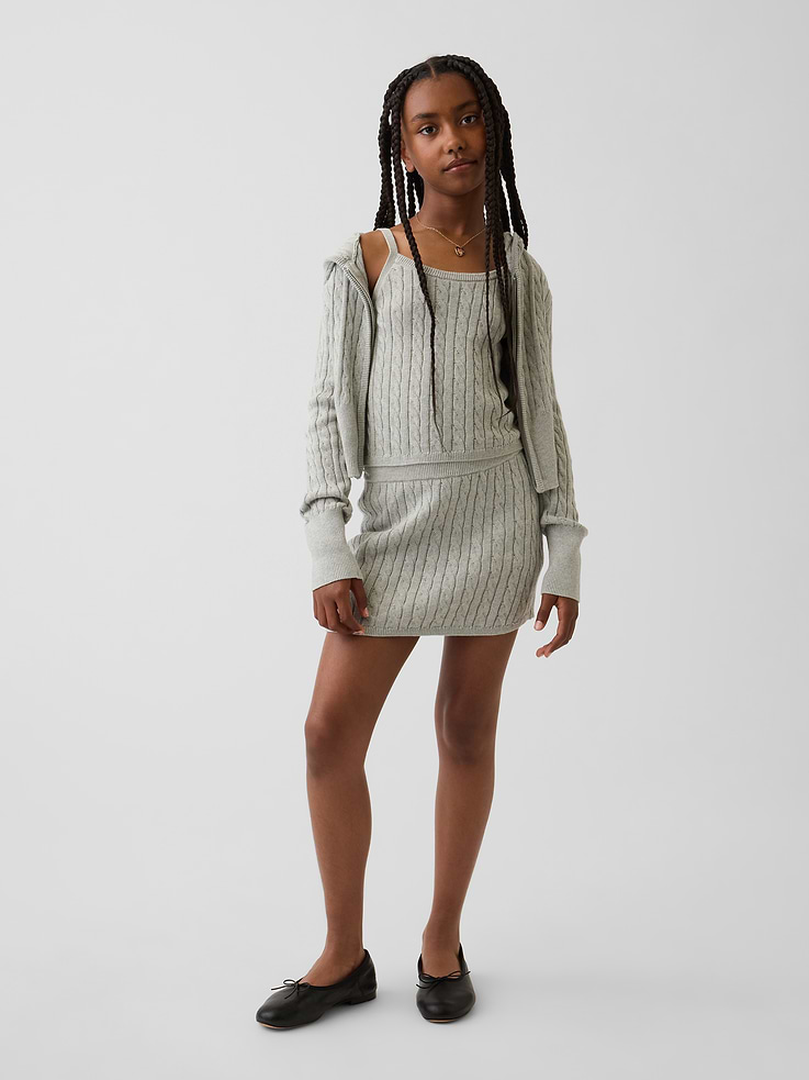 Image number 4 showing, Kids Cable-Knit Sweater Zip Hoodie