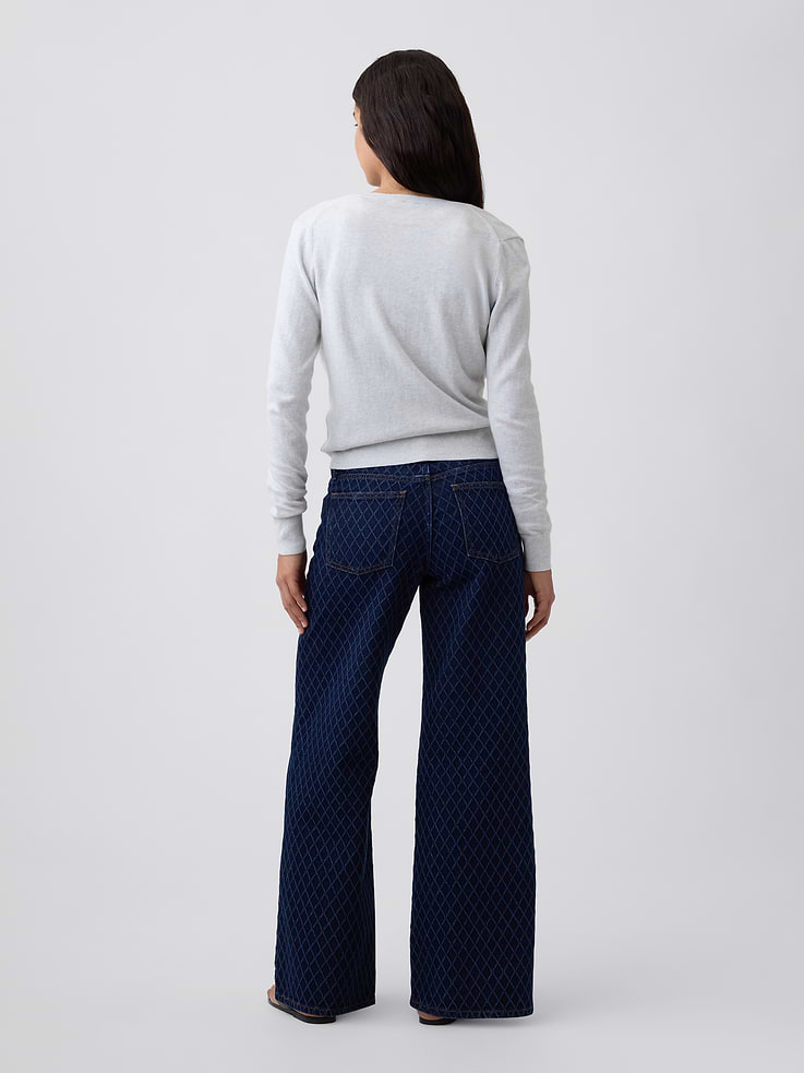 Image number 4 showing, Mid Rise Print Wide-Leg Jeans