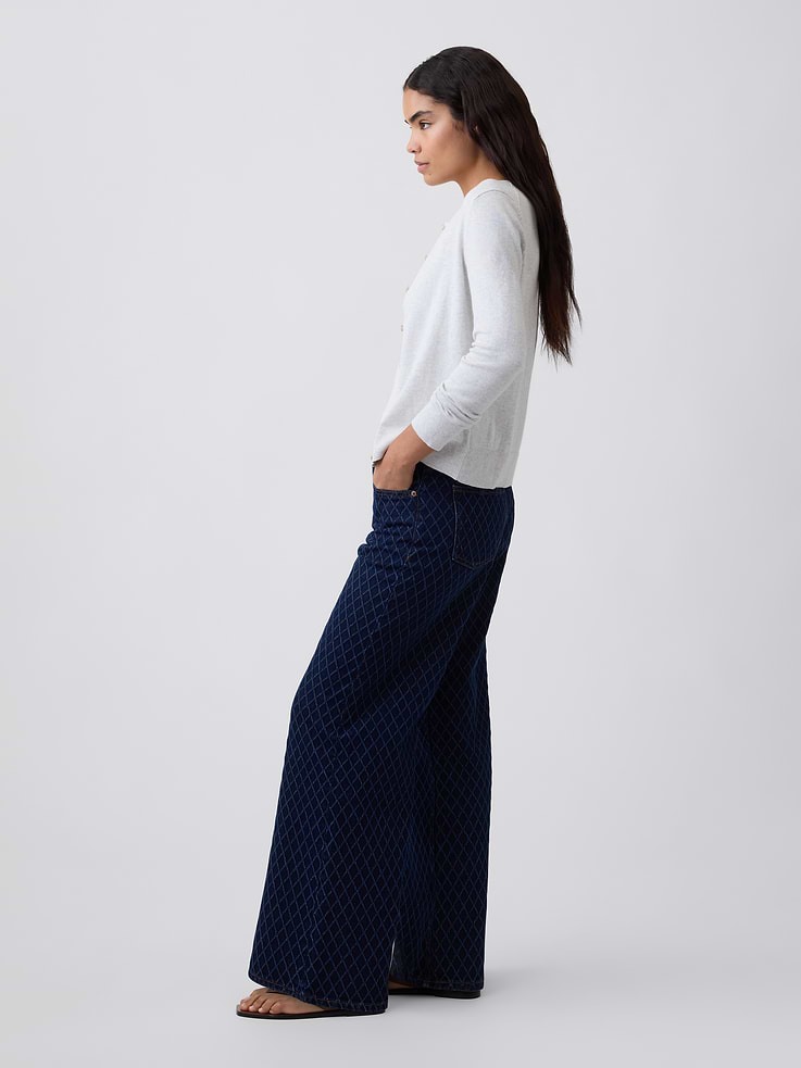 Image number 3 showing, Mid Rise Print Wide-Leg Jeans