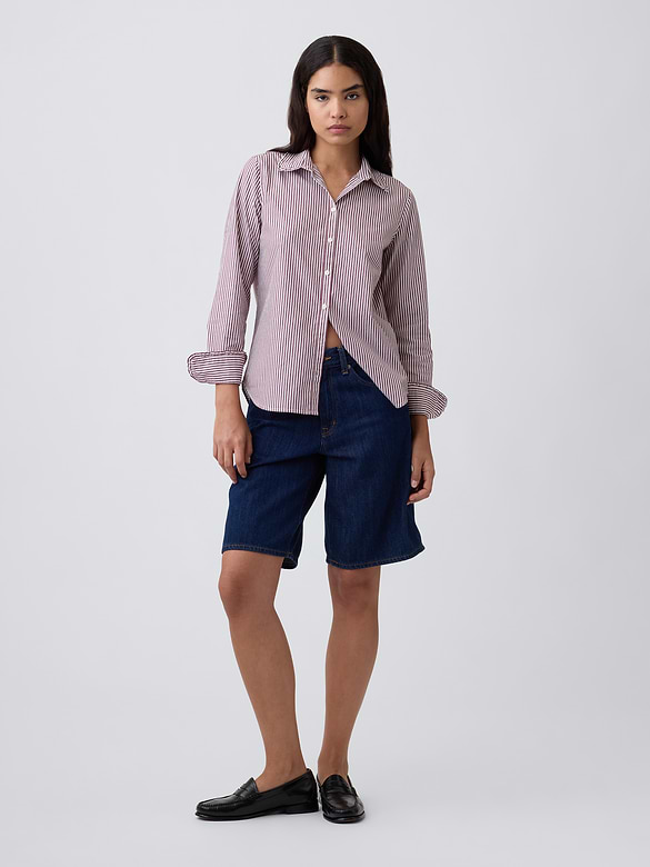 Classic Ruffle-Collar Cotton Shirt