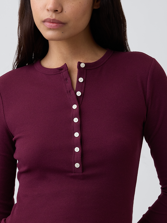 Ribbed Henley T-Shirt