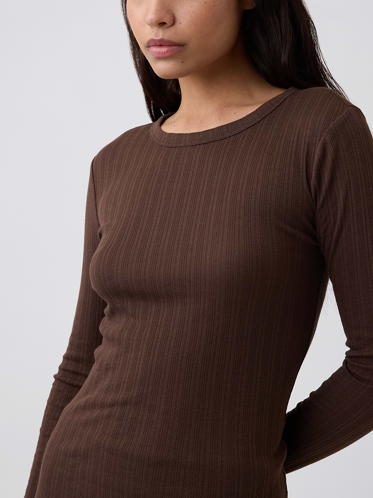Image number 4 showing, Essential Ribbed Pointelle T-Shirt