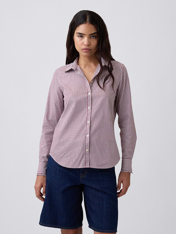 Classic Ruffle-Collar Cotton Shirt